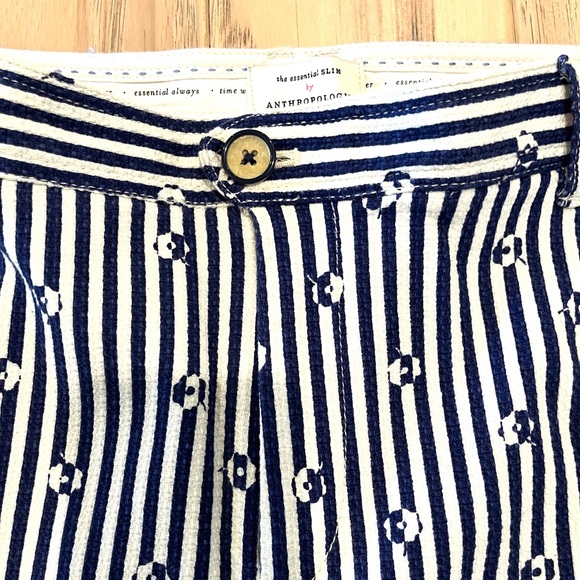 Essential Slim Trousers by Anthropologie, size 12P, blue and white stripped - Picture 3 of 9